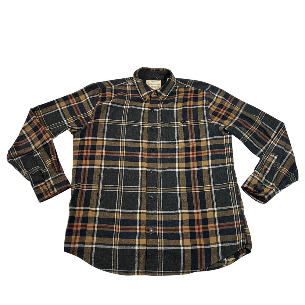 Weatherproof Men's Plaid Flannel Button Up Shirt Size L Casual Hipster Cabin